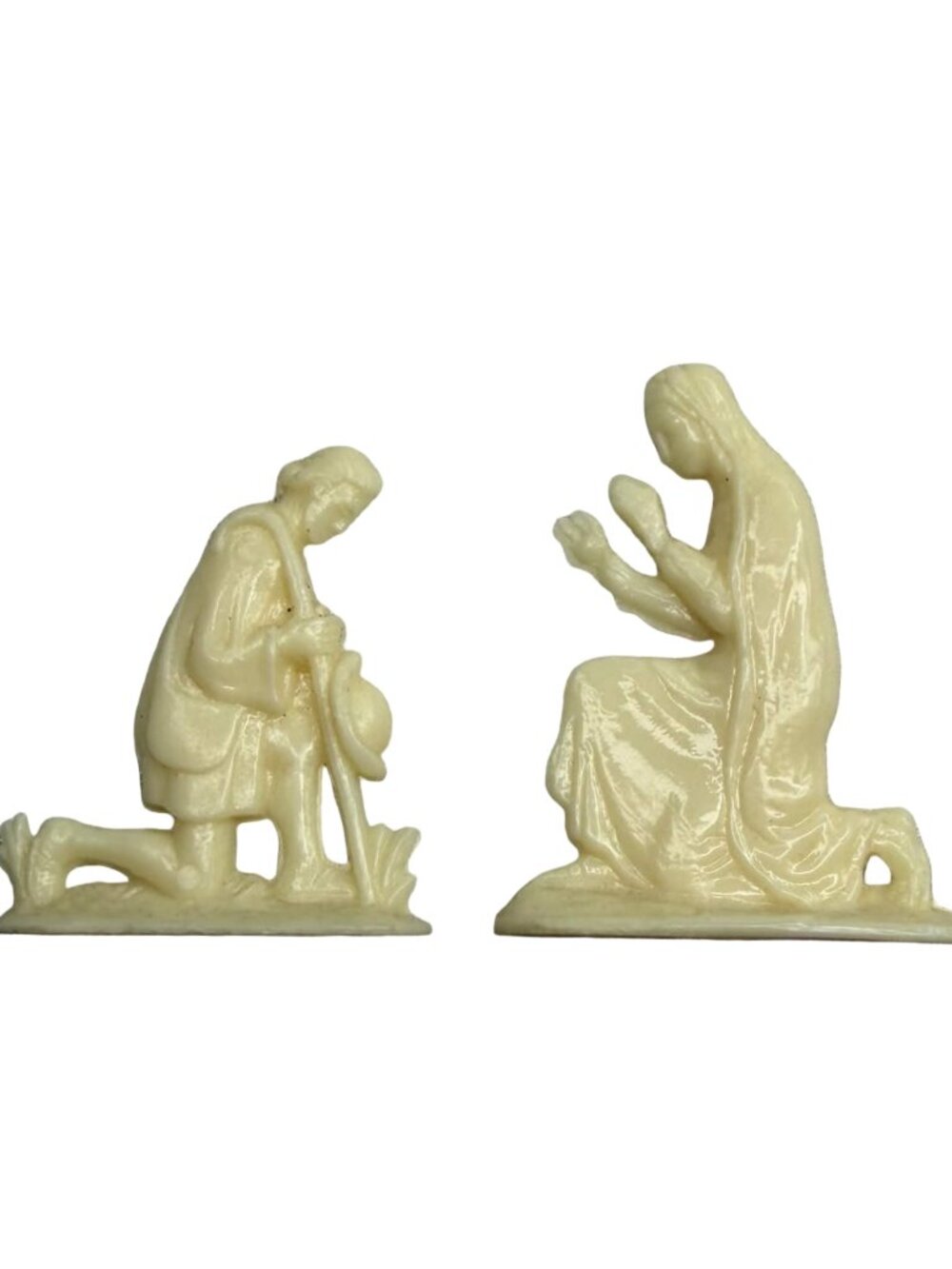 Vintage Miniature Nativity Figurines Kneeling Mary & Joseph 1950s 60s Plastic